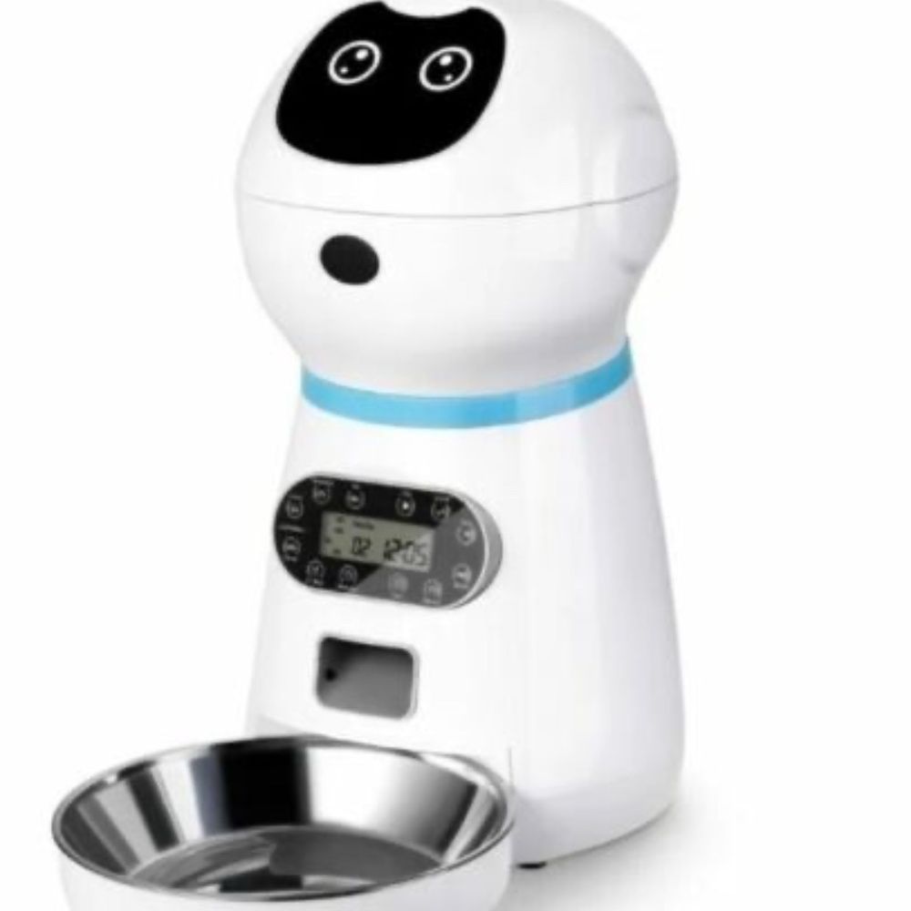 LCD Programmable Pet Feeder, Automatic Food Dispenser and Storage for Dogs Cats